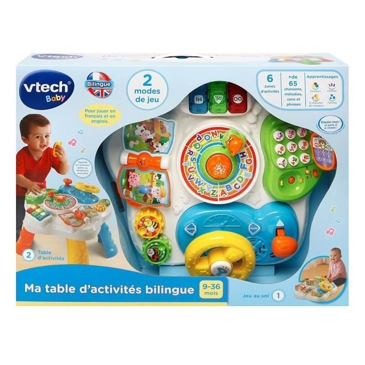 Table d'activités bilingue VTECH - Ma Table D'Activités Bilingue - Multicolore - 100% bilingue - 9 mois et plus