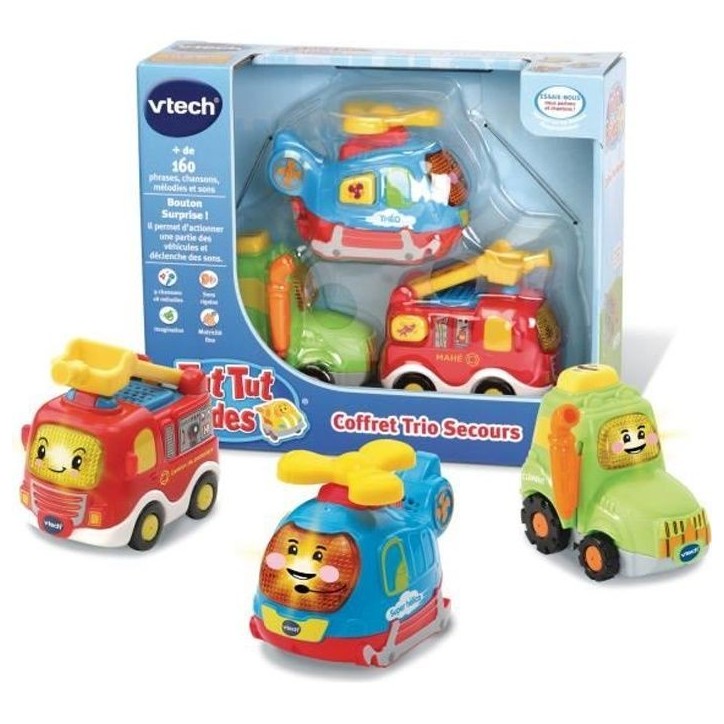Coffret Trio Secours - VTECH - Tut Tut Bolides - Camion de pompiers, tracteur et hélico - 1 a 5 ans Coffret Trio Secours - VTECH - Tut Tut Bolides - Camion de pompiers, tracteur et hélico - 1 a 5 ans
