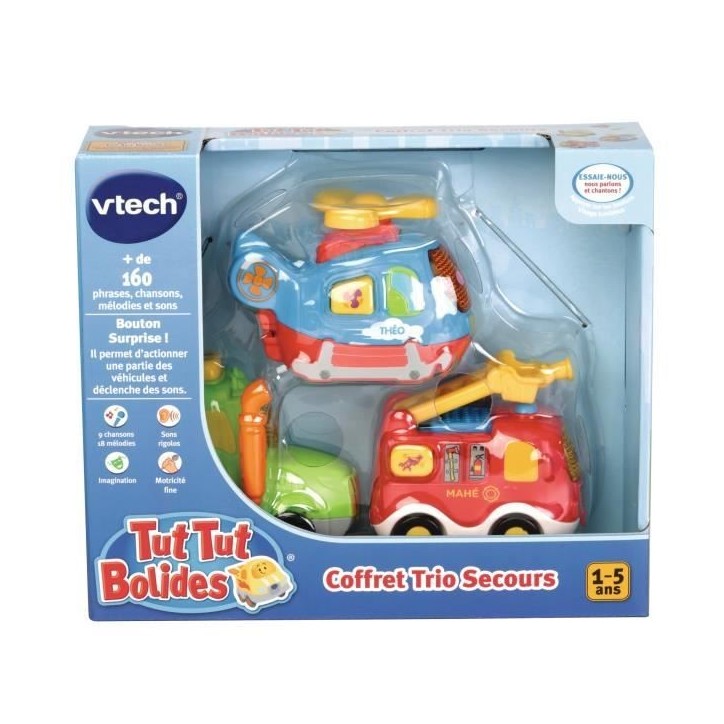 Coffret Trio Secours - VTECH - Tut Tut Bolides - Camion de pompiers, tracteur et hélico - 1 a 5 ans Coffret Trio Secours - VTECH - Tut Tut Bolides - Camion de pompiers, tracteur et hélico - 1 a 5 ans