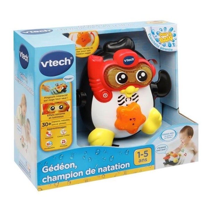Jouet de Bain interactif VTECH BABY - Gédéon, Champion de Natation - Pingouin Nageur pour Bébé des 1 an Jouet de Bain interactif VTECH BABY - Gédéon, Champion de Natation - Pingouin Nageur pour Bébé des 1 an