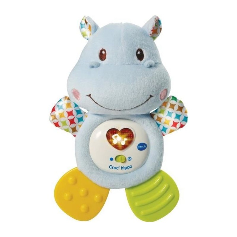 VTECH BABY - Hochet Croc'Hippo - Peluche Texturée Bleue VTECH BABY - Hochet Croc'Hippo - Peluche Texturée Bleue