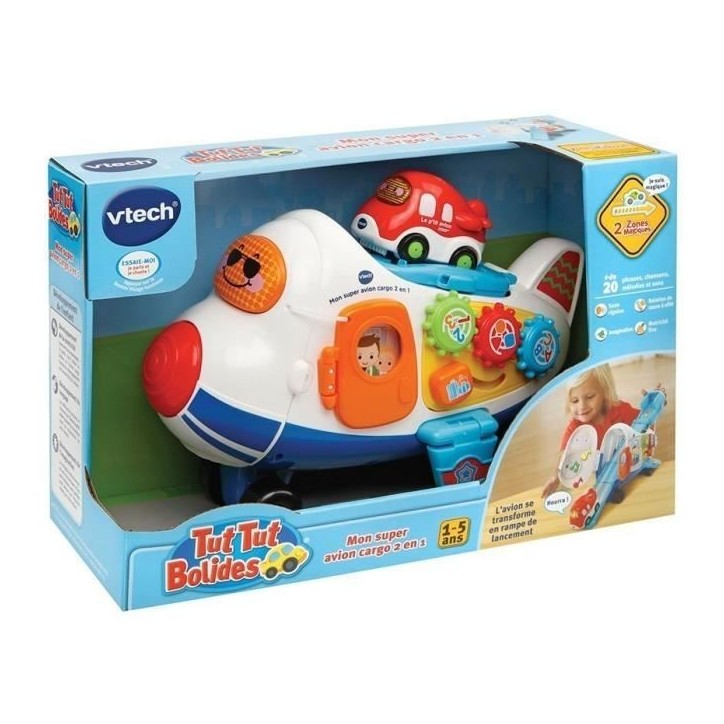 Avion Cargo 2 en 1 Tut Tut Bolides de VTECH pour enfants des 12 mois Avion Cargo 2 en 1 Tut Tut Bolides de VTECH pour enfants des 12 mois