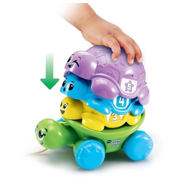 VTECH-FAMILLE EMPILO TORTUE (PLASTIQUE REUTILISE)