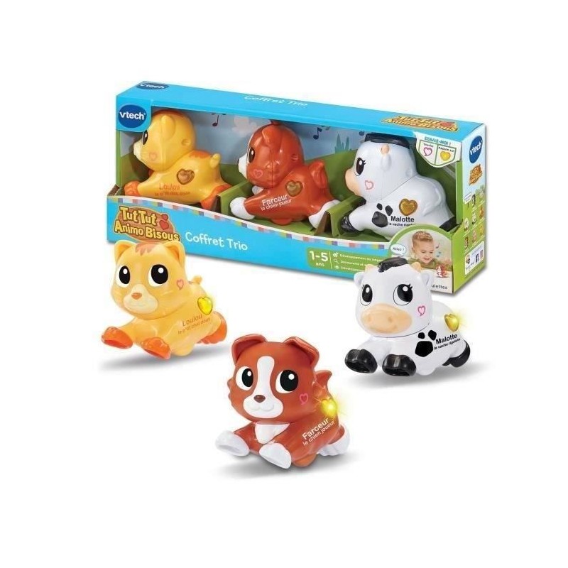 VTECH - TUT TUT ANIMO BISOUS - COFFRET TRIO (CHIEN + CHAT + VACHE) - M VTECH - TUT TUT ANIMO BISOUS - COFFRET TRIO (CHIEN + CHAT + VACHE) - M