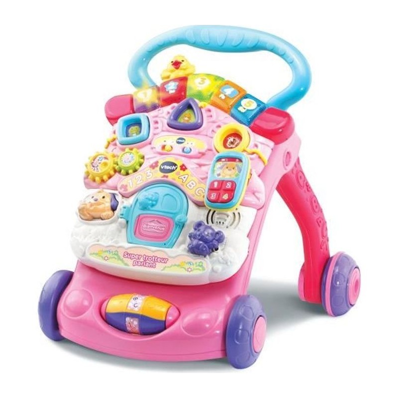 Trotteur parlant 2 en 1 VTECH - Super Trotteur - Rose pour bébé de 9 Trotteur parlant 2 en 1 VTECH - Super Trotteur - Rose pour bébé de 9