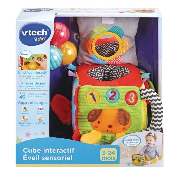Jouet d'éveil sensoriel VTECH BABY - Cube interactif tout doux en tissu - Mixte - Des 3 mois
