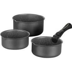 Set de 3 casseroles Gris Mat 16-18-20 cm + 1 poignée amovible - Alumi