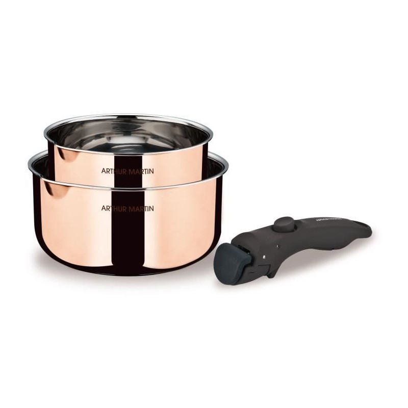 2 casseroles 16-20 cm + 1 poignée - ARTHUR MARTIN - AM720GT - 3 couch 2 casseroles 16-20 cm + 1 poignée - ARTHUR MARTIN - AM720GT - 3 couch
