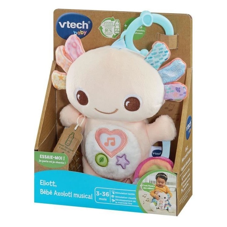 VTECH ELIOTT, BEBE AXOLOTL MUSICAL (BOUTEILLES PLASTIQUE RECYCLÉES) VTECH ELIOTT, BEBE AXOLOTL MUSICAL (BOUTEILLES PLASTIQUE RECYCLÉES)
