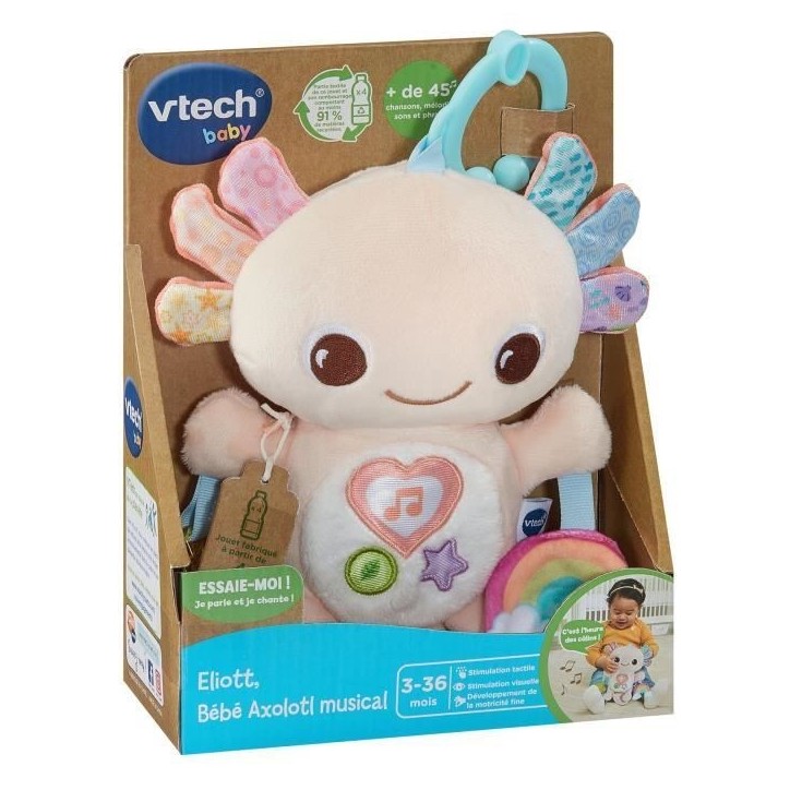 VTECH ELIOTT, BEBE AXOLOTL MUSICAL (BOUTEILLES PLASTIQUE RECYCLÉES) VTECH ELIOTT, BEBE AXOLOTL MUSICAL (BOUTEILLES PLASTIQUE RECYCLÉES)