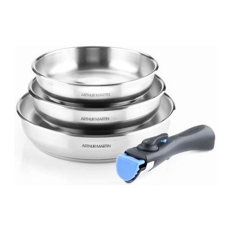 Set de 3 poeles 20-24-26 cm Arthur Martin AM1410 - Acier Inoxydable - Set de 3 poeles 20-24-26 cm Arthur Martin AM1410 - Acier Inoxydable -