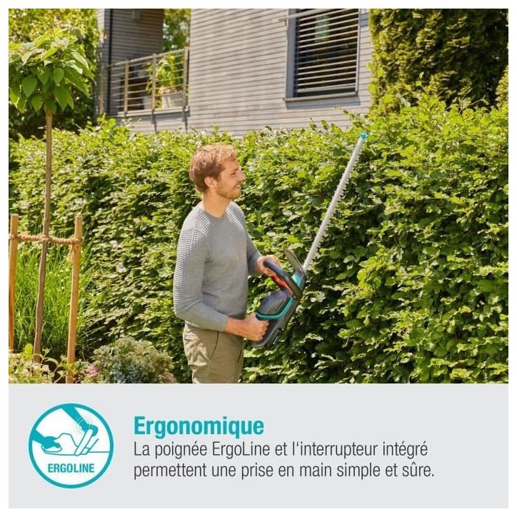 Taille-haies a batterie GARDENA - ComfortCut 60/18V - 18V - 60 cm (Livré avec batterie Li-ion 2,5Ah + chargeur) Taille-haies a batterie GARDENA - ComfortCut 60/18V - 18V - 60 cm (Livré avec batterie Li-ion 2,5Ah + chargeur)