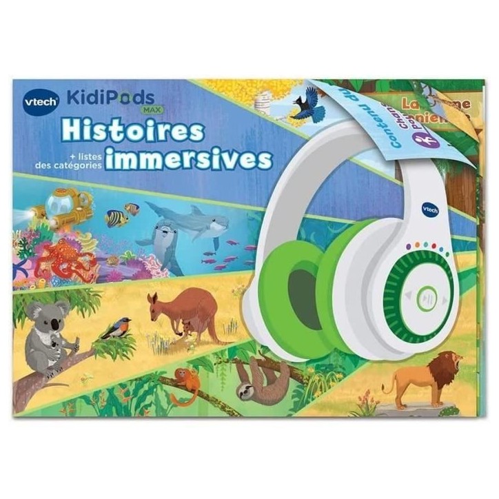 Casque audio interactif pour enfants - VTECH - Kidi Audio Max - Réglage du volume sonore - Livret imagé inclus