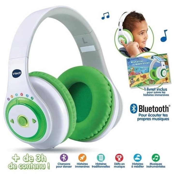 Casque audio interactif pour enfants - VTECH - Kidi Audio Max - Réglage du volume sonore - Livret imagé inclus