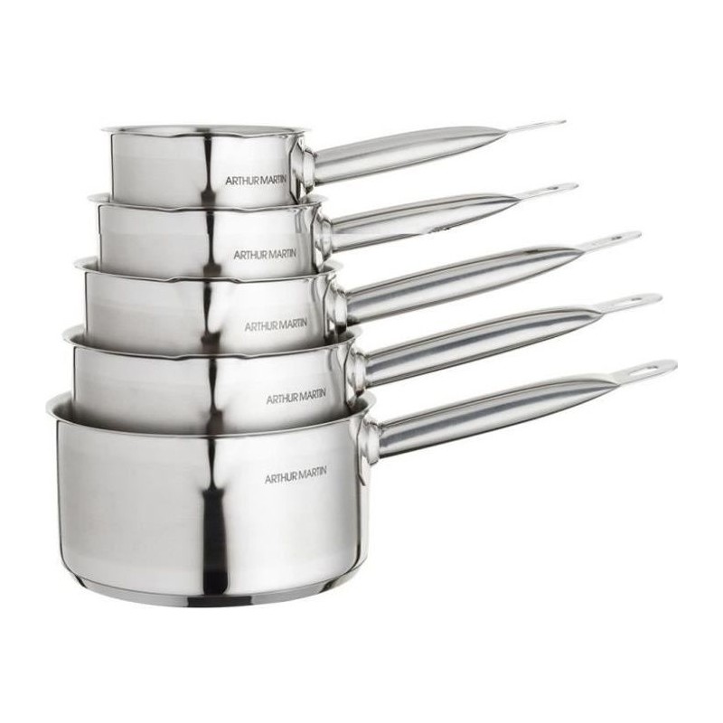ARTHUR MARTIN Set de de 5 Casseroles - Acier inoxydable - Intérieur s