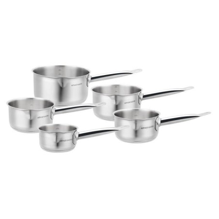 ARTHUR MARTIN Set de de 5 Casseroles - Acier inoxydable - Intérieur satiné avec graduation - Bec verseur - Tous feux dont indu
