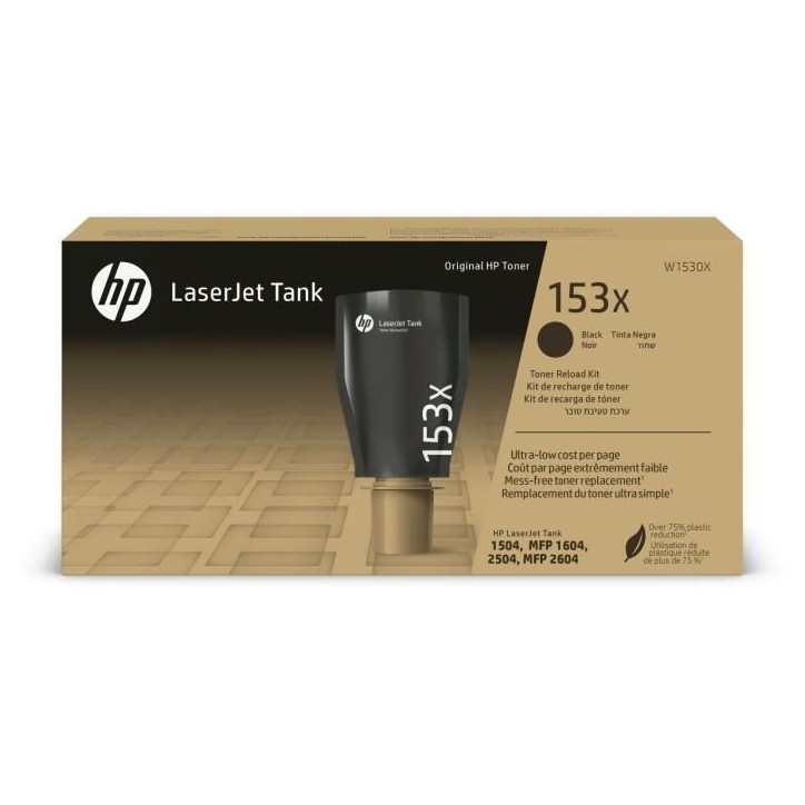 Kit de recharge de toner noir Authentique- HP - HP 153X - Pour LaserJet Tank (W1530X) Kit de recharge de toner noir Authentique- HP - HP 153X - Pour LaserJet Tank (W1530X)