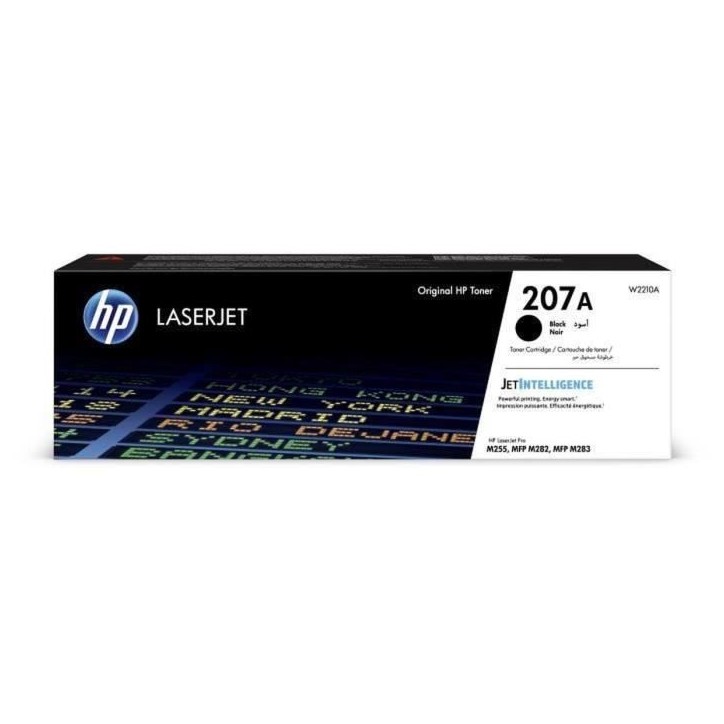 Cartouche de Toner Noir HP 207 (W2210A) - Authentique pour imprimantes HP Color LaserJet Pro M255/MFP M282/ M283 Cartouche de Toner Noir HP 207 (W2210A) - Authentique pour imprimantes HP Color LaserJet Pro M255/MFP M282/ M283
