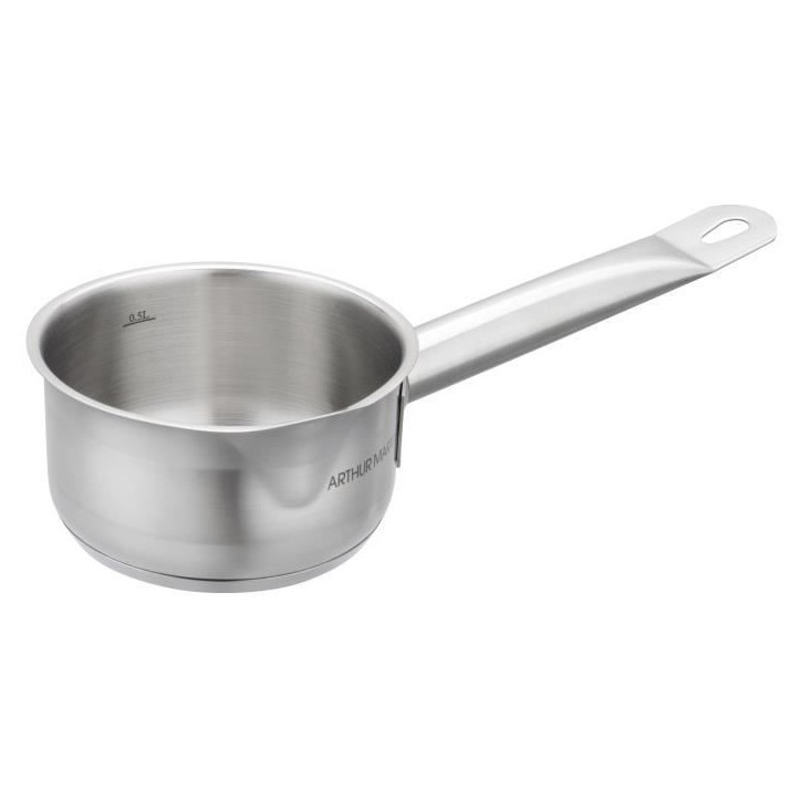 ARTHUR MARTIN Set de de 5 Casseroles - Acier inoxydable - Intérieur satiné avec graduation - Bec verseur - Tous feux dont indu