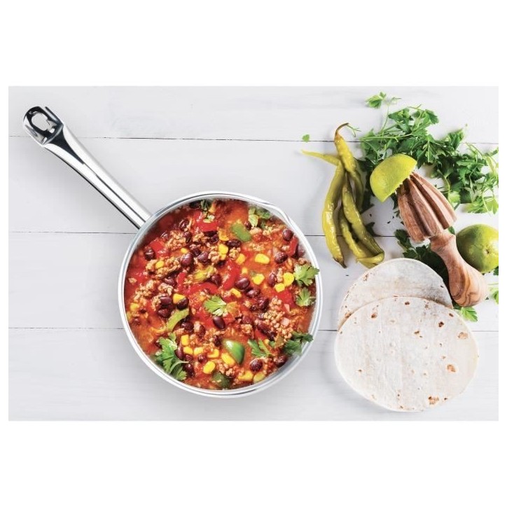 ARTHUR MARTIN Set de de 5 Casseroles - Acier inoxydable - Intérieur satiné avec graduation - Bec verseur - Tous feux dont indu