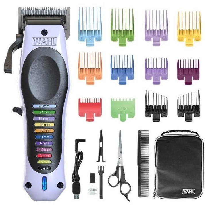 Tondeuse a cheveux - WAHL - ColorPro Cordless Lithium - 240 V - 120 min - Blanc / Noir Tondeuse a cheveux - WAHL - ColorPro Cordless Lithium - 240 V - 120 min - Blanc / Noir