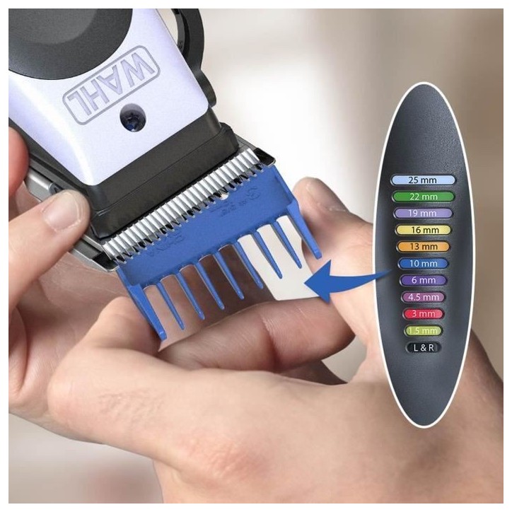 Tondeuse a cheveux - WAHL - ColorPro Cordless Lithium - 240 V - 120 min - Blanc / Noir Tondeuse a cheveux - WAHL - ColorPro Cordless Lithium - 240 V - 120 min - Blanc / Noir