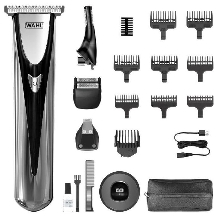 Tondeuse multifonction - WAHL - Elite Groom - 240 V - 150 min - Argent / Noir Tondeuse multifonction - WAHL - Elite Groom - 240 V - 150 min - Argent / Noir