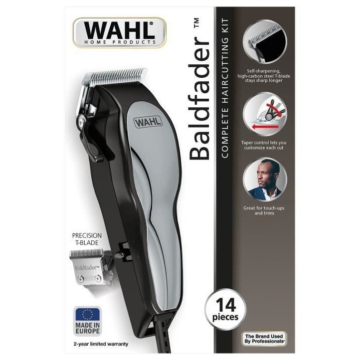 WAHL 20107.0460 Tondeuse cheveux Baldfader - Tondeuse filaire - Fonction effilage - Affûtage auto - Largeur de lame 45mm WAHL 20107.0460 Tondeuse cheveux Baldfader - Tondeuse filaire - Fonction effilage - Affûtage auto - Largeur de lame 45mm