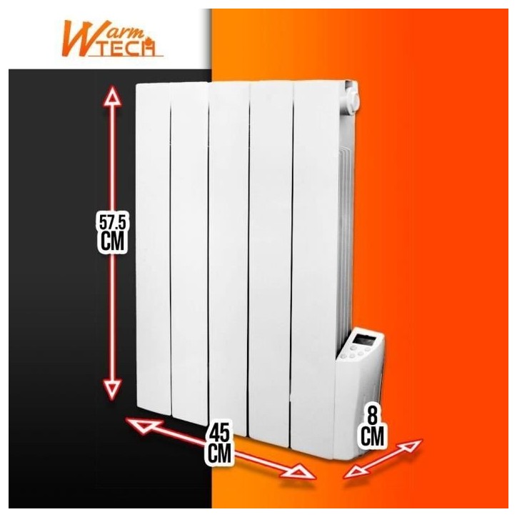 Radiateur électrique a inertie fluide - 900W - WARM TECH - 230V - Jusqu'a 35m3 - Blanc