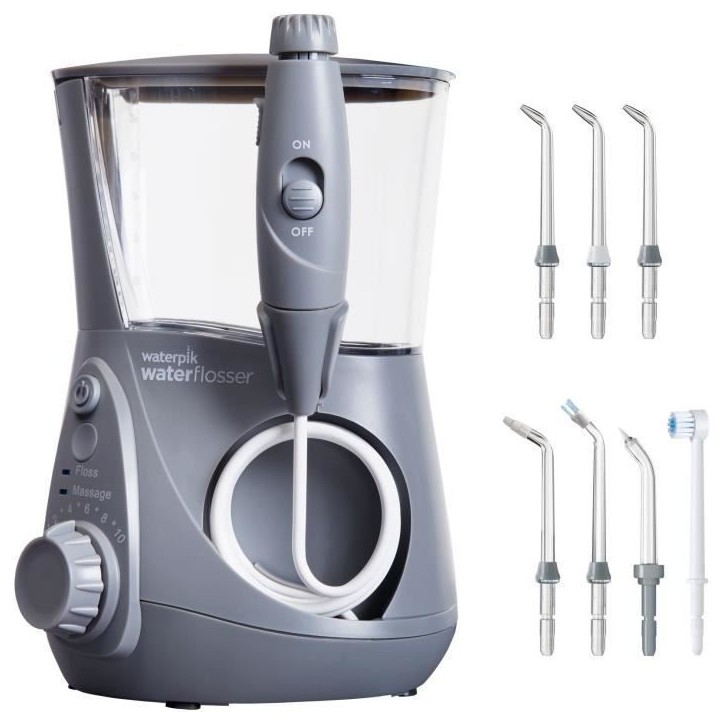 Jet Dentaire - WATERPIK - WP-667 Ultra Professionnel - Gris - 10 Niveaux de pression - 7 Embouts inclus