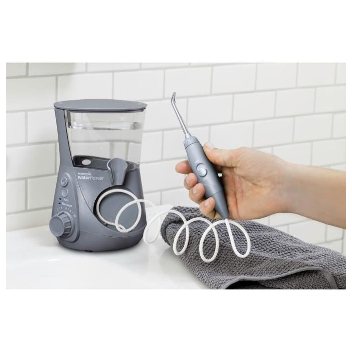 Jet Dentaire - WATERPIK - WP-667 Ultra Professionnel - Gris - 10 Niveaux de pression - 7 Embouts inclus