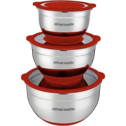 Set de saladiers - ARTHUR MARTIN - AM032 - 16-20-24 cm - Couvercles he