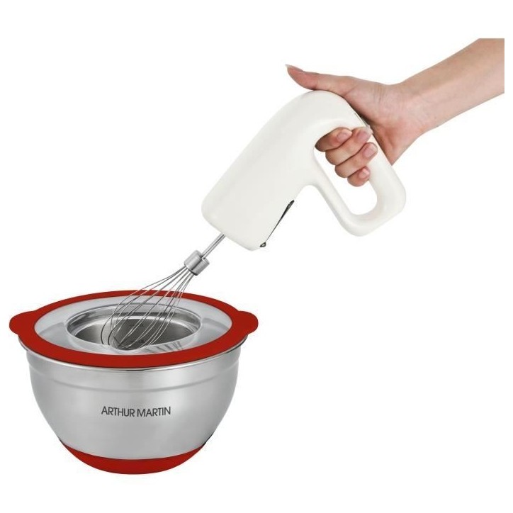 Set de saladiers - ARTHUR MARTIN - AM032 - 16-20-24 cm - Couvercles hermétiques - Acier inoxydable - Fond en silicone anti-dér