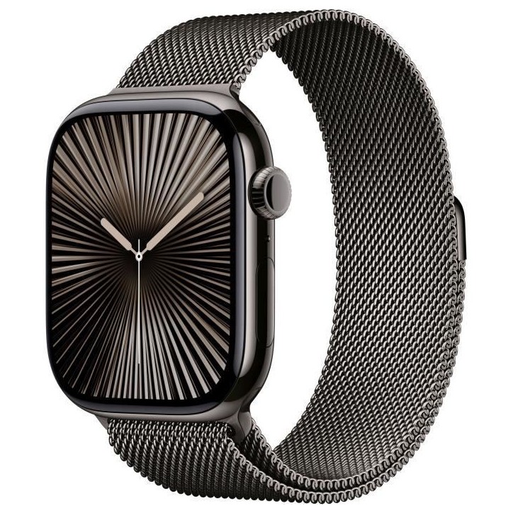 Apple Watch Series 10 GPS + Cellular - 46mm - Boîtier Slate Titanium - Bracelet Slate Milanese Loop - M/L Apple Watch Series 10 GPS + Cellular - 46mm - Boîtier Slate Titanium - Bracelet Slate Milanese Loop - M/L