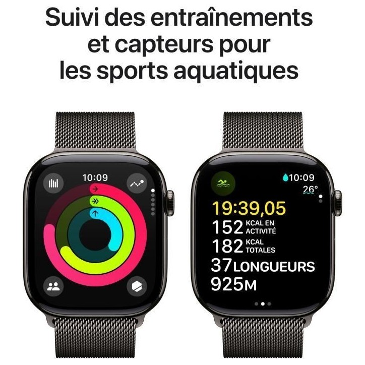 Apple Watch Series 10 GPS + Cellular - 46mm - Boîtier Slate Titanium - Bracelet Slate Milanese Loop - M/L Apple Watch Series 10 GPS + Cellular - 46mm - Boîtier Slate Titanium - Bracelet Slate Milanese Loop - M/L