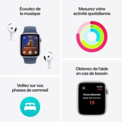Apple Watch SE GPS - 44mm - Boîtier Midnight Aluminium - Bracelet Ink