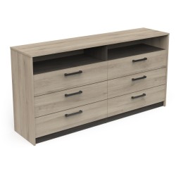 Commode - WATSON - 6 tiroirs - Chene Kronberg / Chene Waterford - 162,