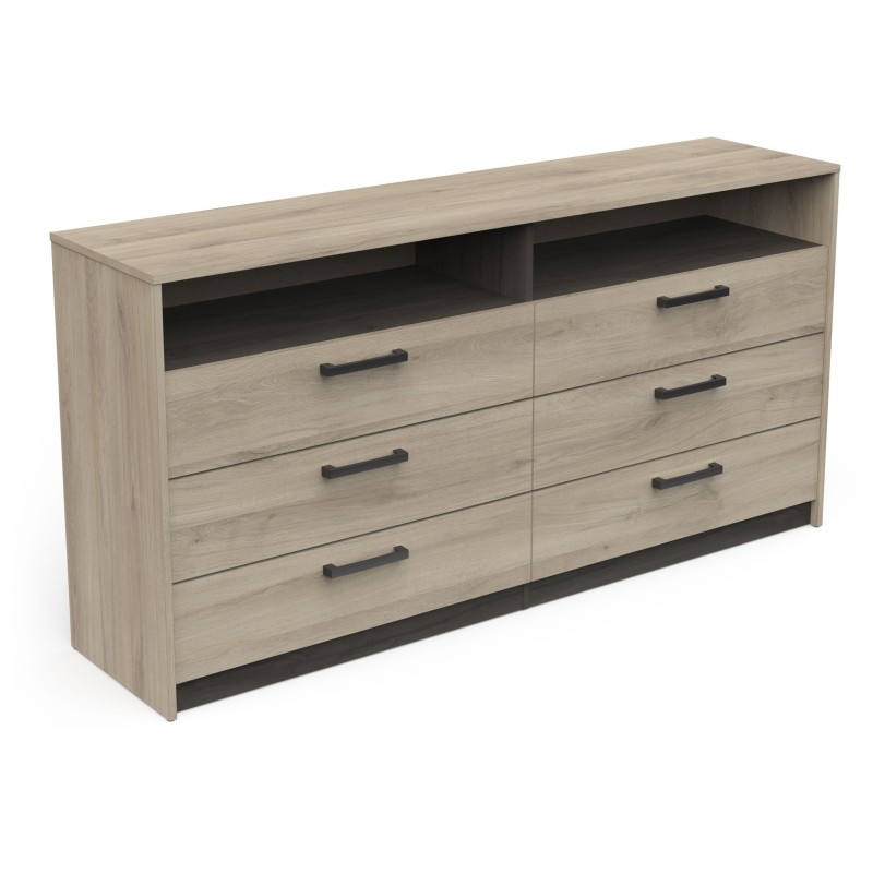Commode - WATSON - 6 tiroirs - Chene Kronberg / Chene Waterford - 162, Commode - WATSON - 6 tiroirs - Chene Kronberg / Chene Waterford - 162,
