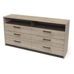 Commode - WATSON - 6 tiroirs - Chene Kronberg / Chene Waterford - 162,