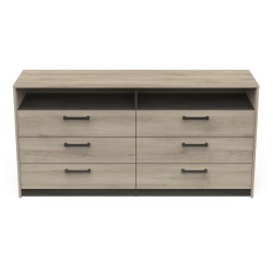 Commode - WATSON - 6 tiroirs - Chene Kronberg / Chene Waterford - 162,
