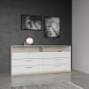 Commode - WATSON - 6 tiroirs - Chene Kronberg / Blanc mat - 162,7 x 39
