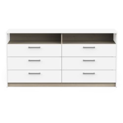 Commode - WATSON - 6 tiroirs - Chene Kronberg / Blanc mat - 162,7 x 39