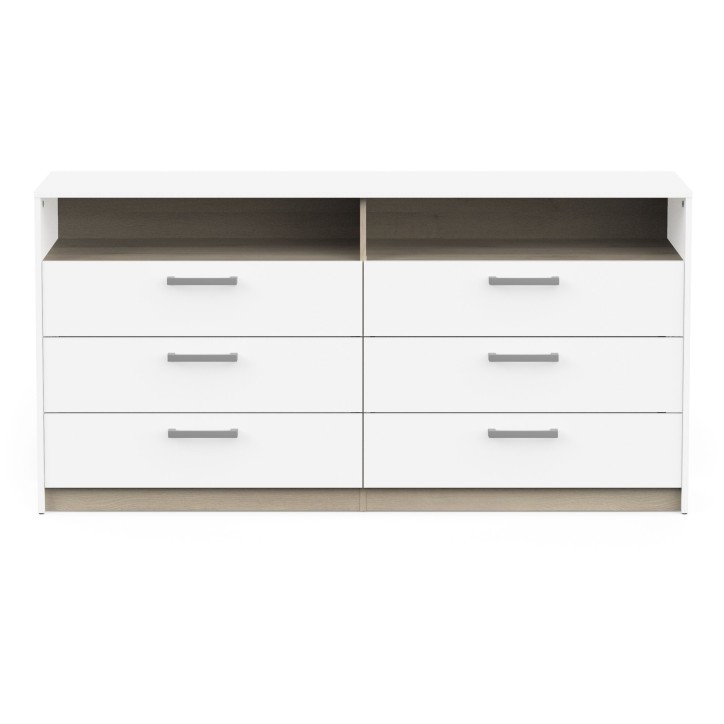 Commode - WATSON - 6 tiroirs - Chene Kronberg / Blanc mat - 162,7 x 39,5 x 81,1 cm - DEMEYERE Commode - WATSON - 6 tiroirs - Chene Kronberg / Blanc mat - 162,7 x 39,5 x 81,1 cm - DEMEYERE