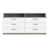 Commode - WATSON - 6 tiroirs - Chene Kronberg / Blanc mat - 162,7 x 39
