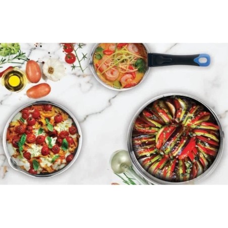 Batterie de cuisine - Tous feux dont induction - ARTHUR MARTIN - Sans PFOA/PFAS - Acier inoxydable 18/10 - 18 pc - Poignée amov