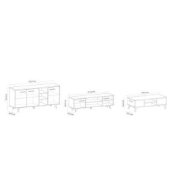 Ensemble meuble TV table basse buffet WAYNE - Mélaminé - Style scand