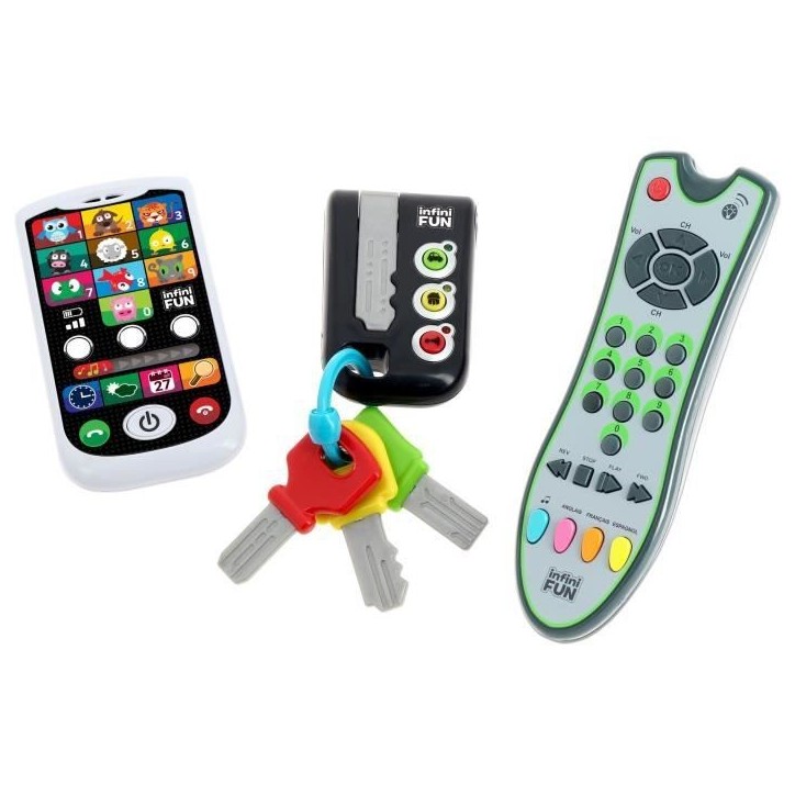 Kit High Tech - KD - Mon Kit High Tech - Clés, téléphone et télécommande pour apprendre les chiffres et couleurs Kit High Tech - KD - Mon Kit High Tech - Clés, téléphone et télécommande pour apprendre les chiffres et couleurs