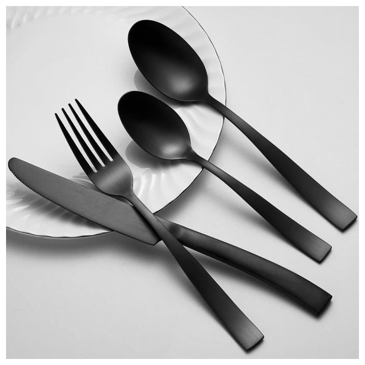 Ménageres - ARTHUR MARTIN - AM5136 - 24 pieces - Acier inoxydable - Finition noir