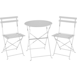 Set bistrot - Ensemble repas de jardin - Table pliante Diam.60 cm + 2