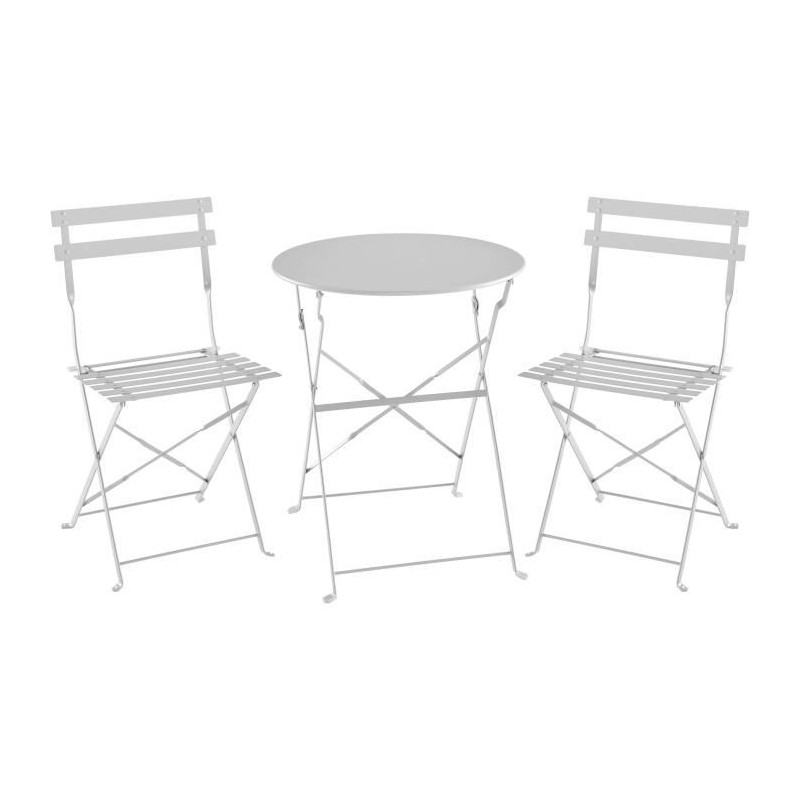 Set bistrot - Ensemble repas de jardin - Table pliante Diam.60 cm + 2 Set bistrot - Ensemble repas de jardin - Table pliante Diam.60 cm + 2